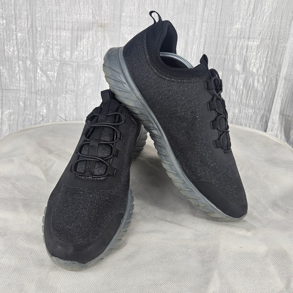 Athletic Works Men's 11W Rudy Low-Top Sneakers Black Memory Foam Knit Sneakers‎